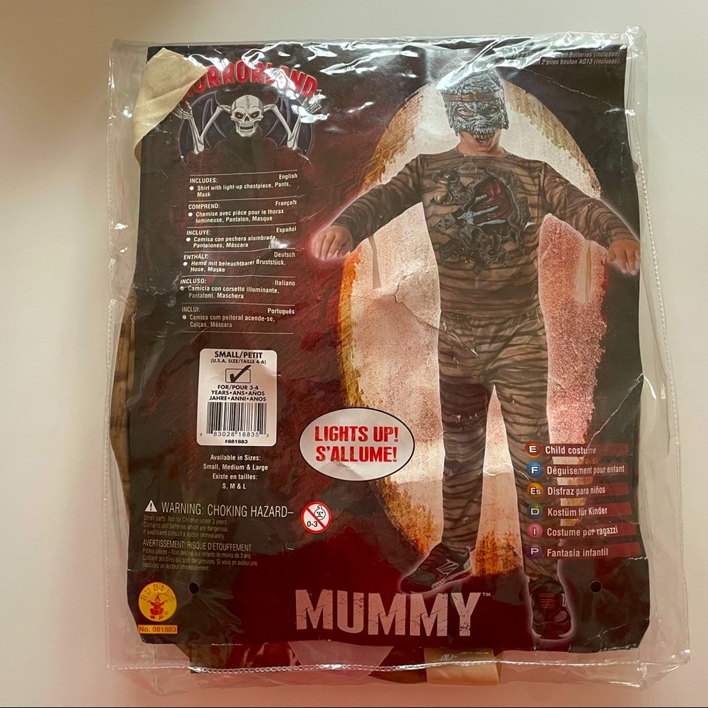 Costume Light Up Mummy Size S Age 3-4